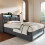 (Grey, 90x200cm) Lit capitonné avec USB, LED et sommier avec matelas 7