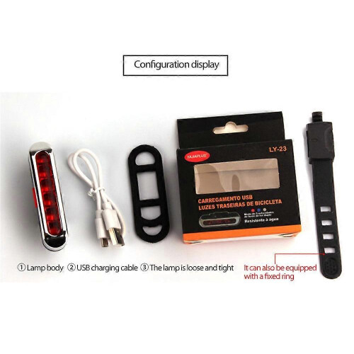 (red light) Light Mountain Bike 6LED High Bright Warning Light USB Rechargeable 2