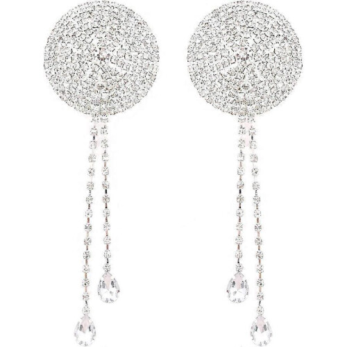 (Silber) Women's Nipple Covers Shiny Rhinestones