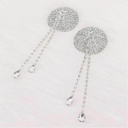 (Silber) Women's Nipple Covers Shiny Rhinestones 2
