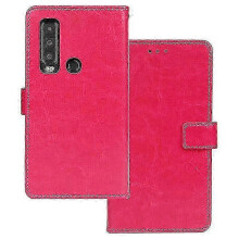 (Rose) Leather protective cover for Cat S75 5G with ID window and photo holder