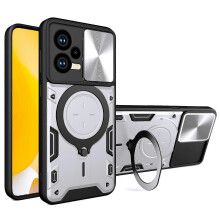 (Silver, Multicolor) For Xiaomi Redmi Note 12 5G (India)/(Global)/Poco X5 5G Slide Camera Lid Phone Cover PC+TPU Kickstan