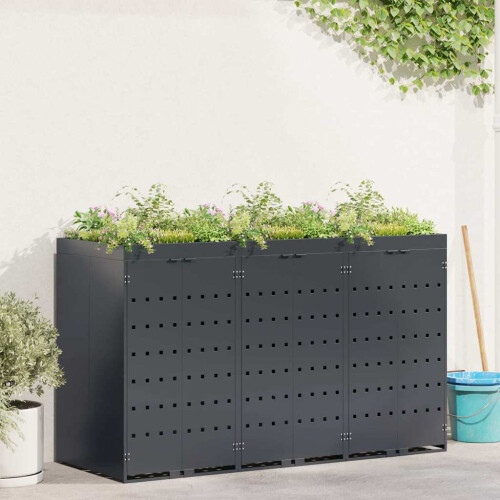 VidaXL vidaXL Wagenmüllbehälter für 3 Behälter Anthrazit
