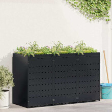 vidaXL Wheelie Bin Storage for 3 Bins Black 204 x 77.5 x 121.5 cm