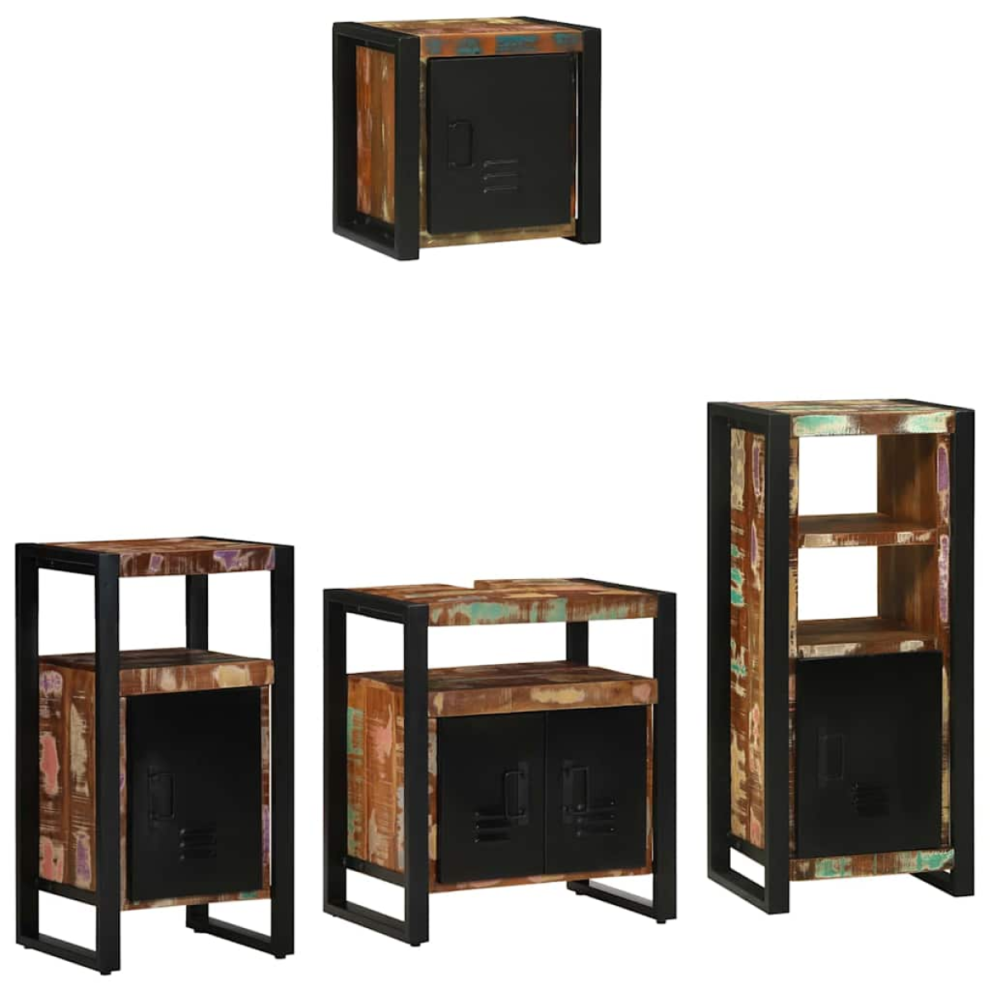 Vidaxl Bathroom Furniture Set With Drawer 4 Pcs Solid Reclaim Wood