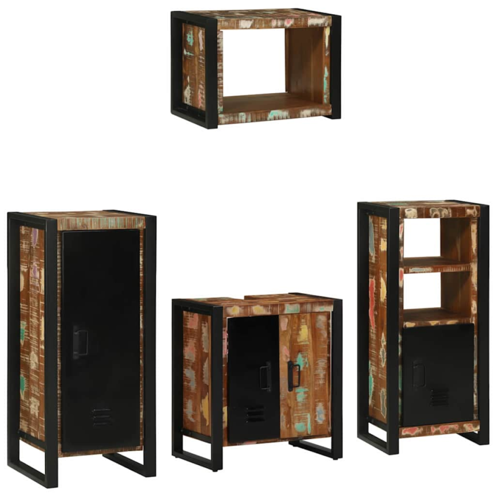 VIDAXL Bathroom Furniture Set - Solid Reclaim Wood - 4 pcs - Image 2