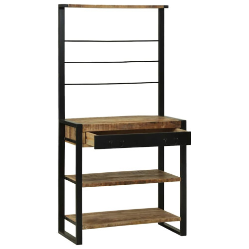 VidaXL vidaXL Kitchen Rack Brown and Black 80 x 40 x 160 cm Solid Mango Wood 1