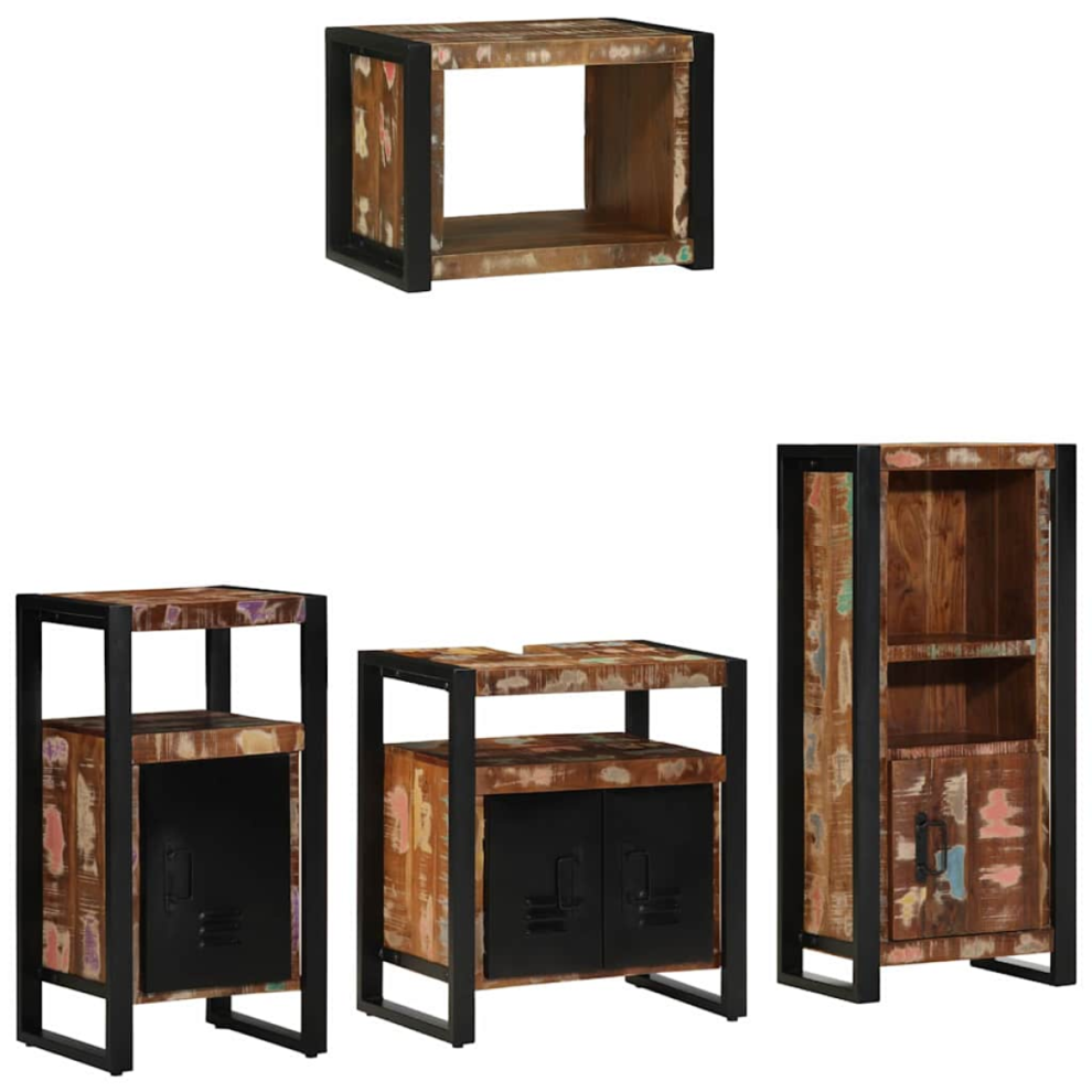 VIDAXL Bathroom Furniture Set - Solid Reclaim Wood - 4 pcs - Image 2