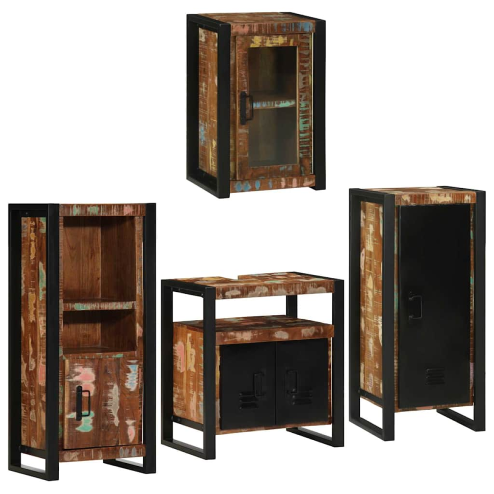 Vidaxl Bathroom Furniture Set 4 Pcs Multicolour Solid Reclaimed Wood