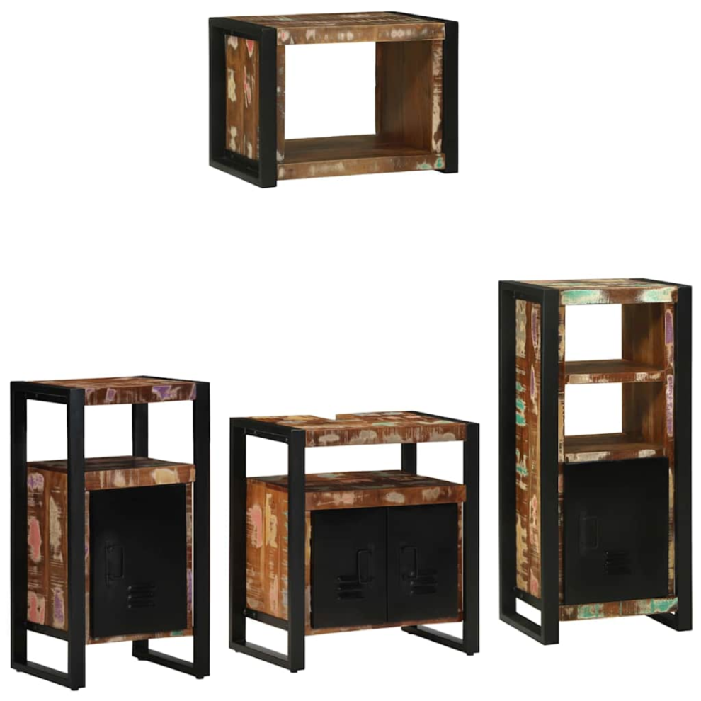 Vidaxl Bathroom Furniture Set With Drawer 4 Pcs Solid Reclaim Wood