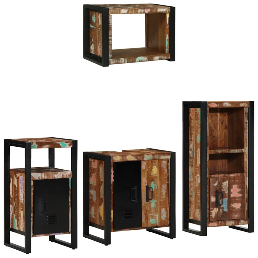 VIDAXL Bathroom Furniture Set - Solid Reclaim Wood - 4 pcs - Image 2