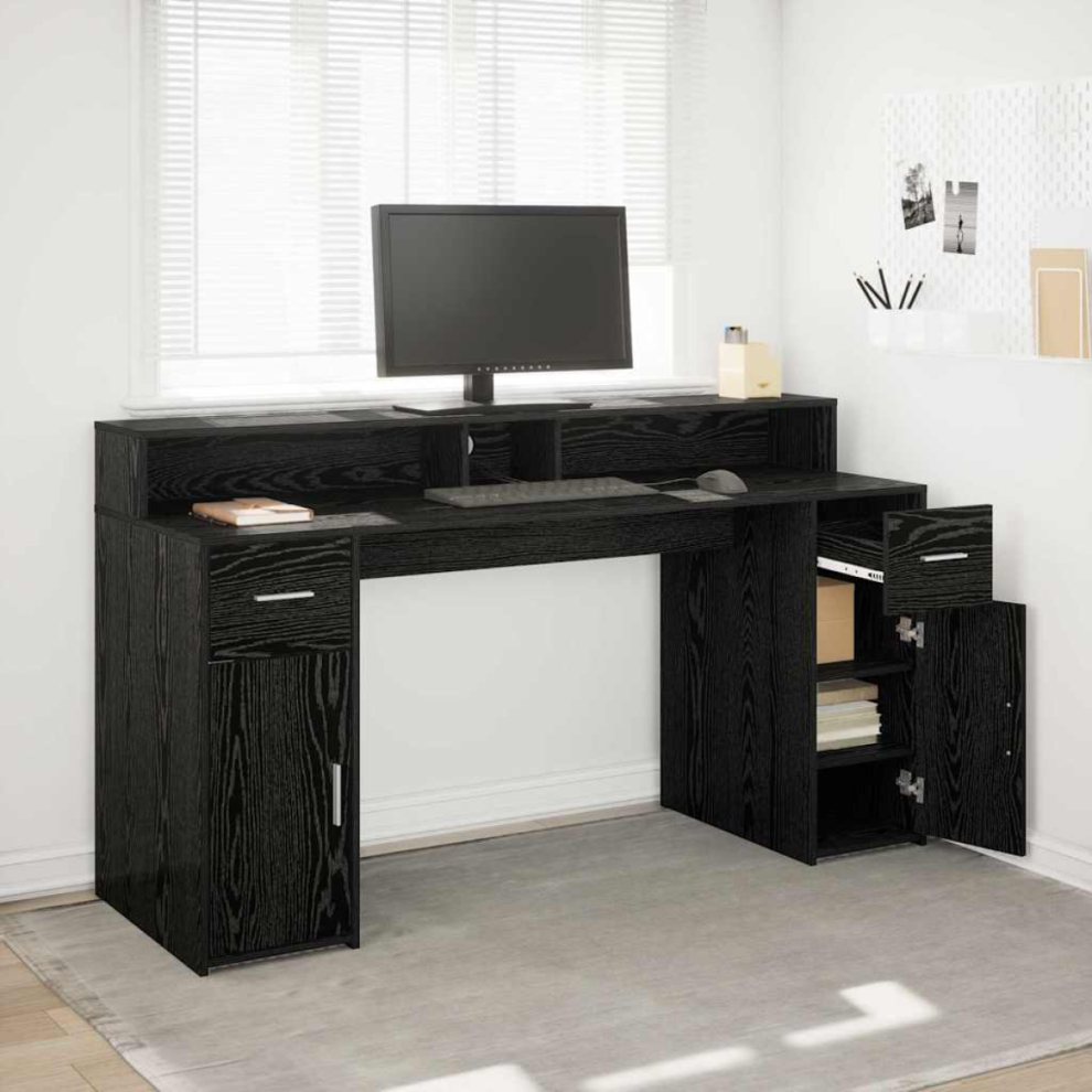 Vidaxl Desk Black Oak Engineered Wood 160 X 55 X 91 Cm, Black - Image 2