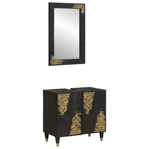 VidaXL vidaXL Bathroom Cabinet Set Wall-mounted 2 pcs Black Solid Mango Wood