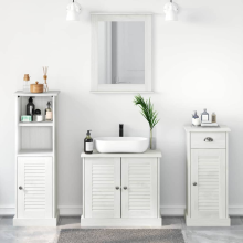 vidaXL Bathroom Furniture Set 4 pcs Antique White Solid Pine Wood