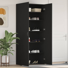 vidaXL Shoe Cabinet with Door Black 80 x 35.5 x 180 cm Engineered wood