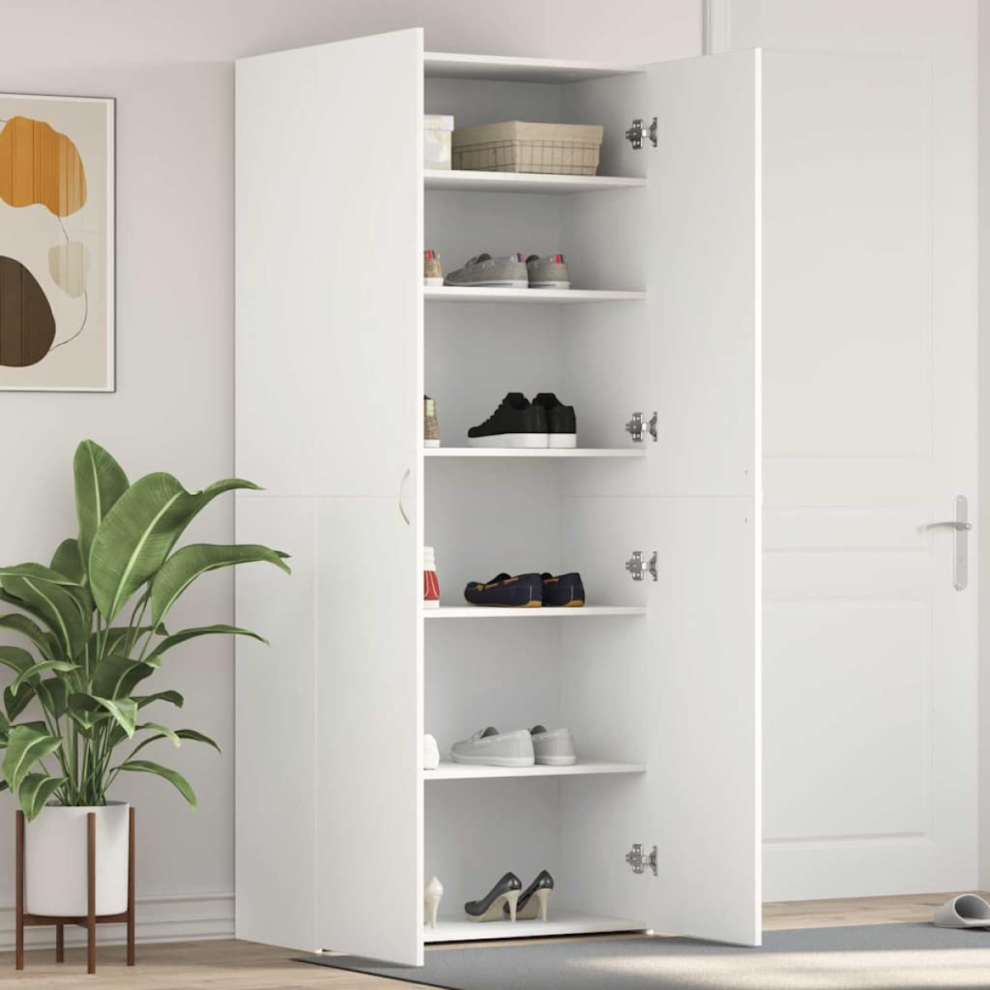 Vidaxl Shoe Cabinet With Door White 80 X 35.5 X 180 Cm Engineered Wood