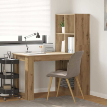 vidaXL Desk with Shelf Artisan Oak 122 x 67 x 145 cm Engineered Wood