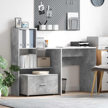 vidaXL Desk Concrete Grey 131.5 x 50 x 106.5 cm Engineered Wood