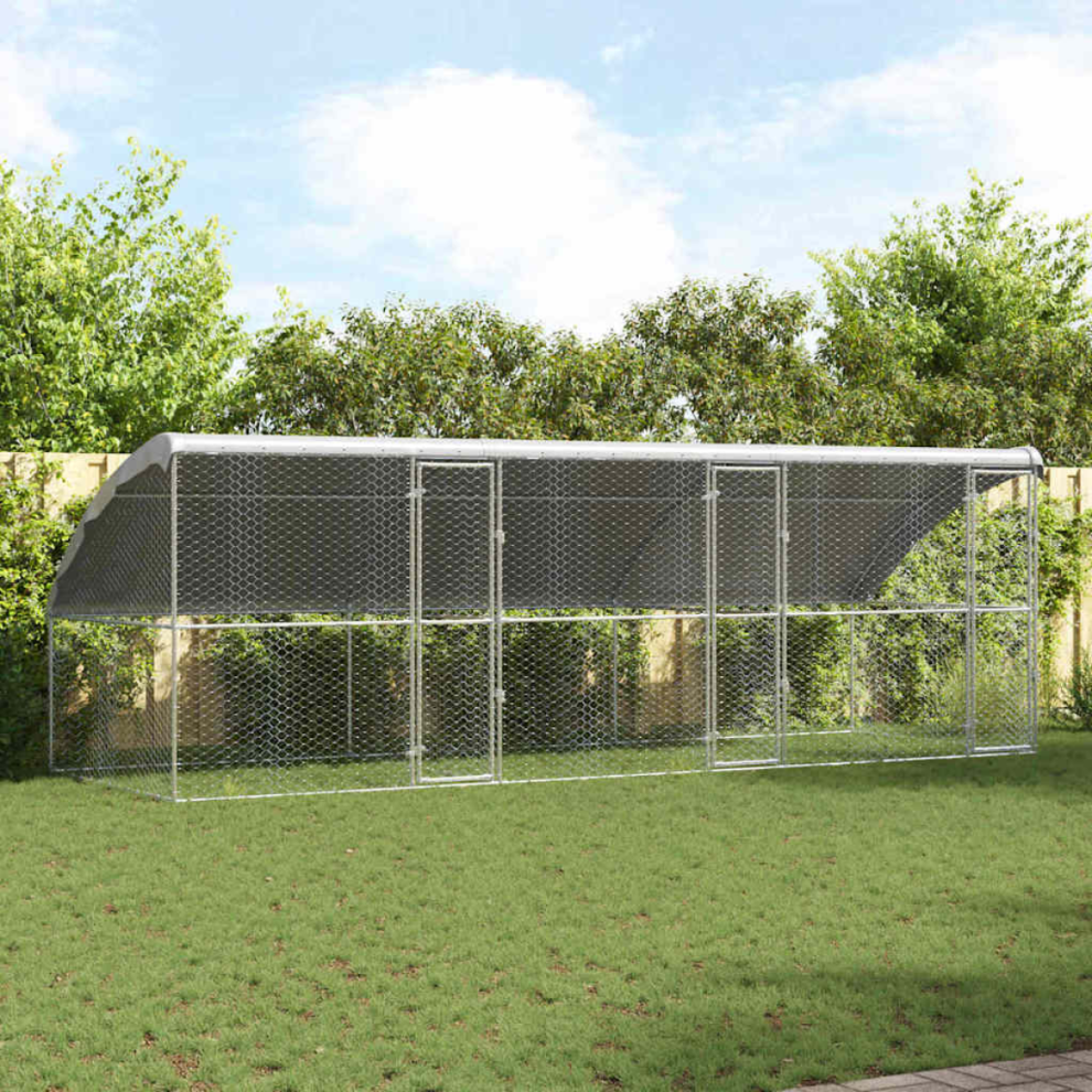 vidaXL - Dog Kennel - 6x2x2m - Galvanised Steel - Silver - Image 2