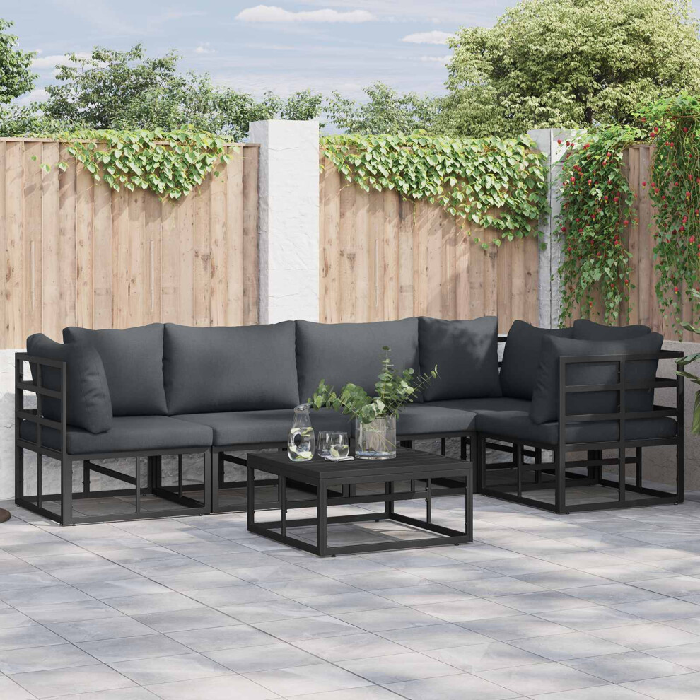 VIDAXL Aluminium Garden Sofa Set - 6 Seater - Black - Image 2