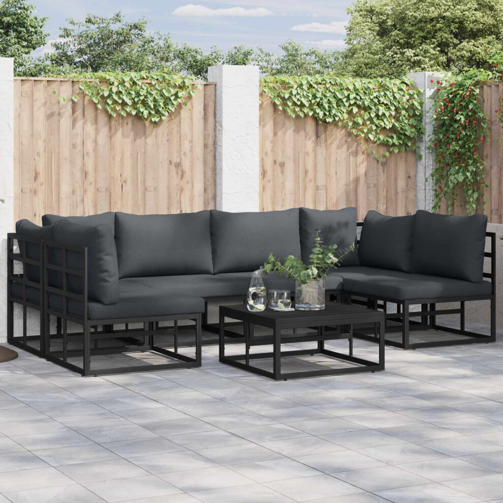 Vidaxl Garden Sofa Set With Cushion 6 Pcs Black Aluminium