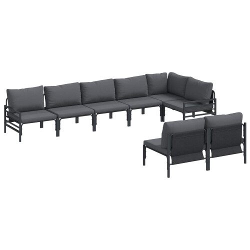 VidaXL vidaXL Gartensofa-set 8 stk. Schwarz Stahl 1