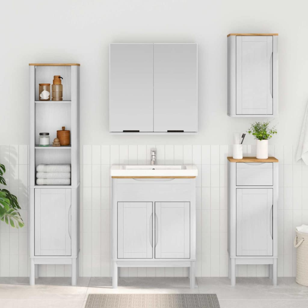 Vidaxl Bathroom Cabinet Floro White 35 X 30 X 90 Cm Solid Pine Wood