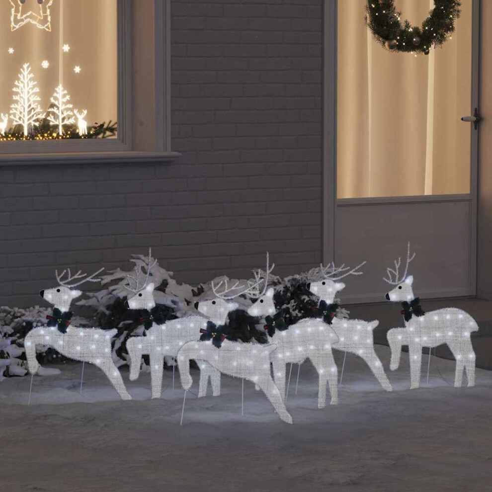 Vidaxl Led Reindeers 6 Pcs Silver Fabric