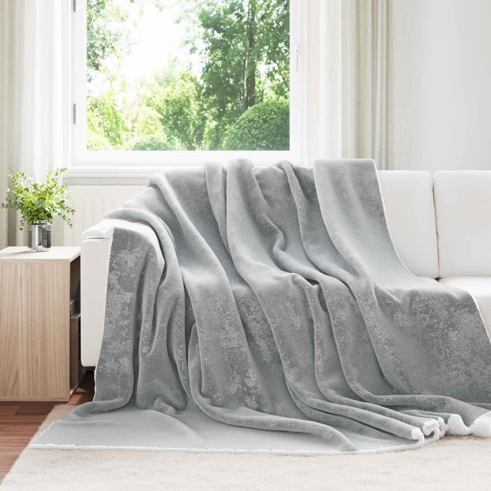 Vidaxl Throw Blanket Grey 220 X 240 Cm Fleece