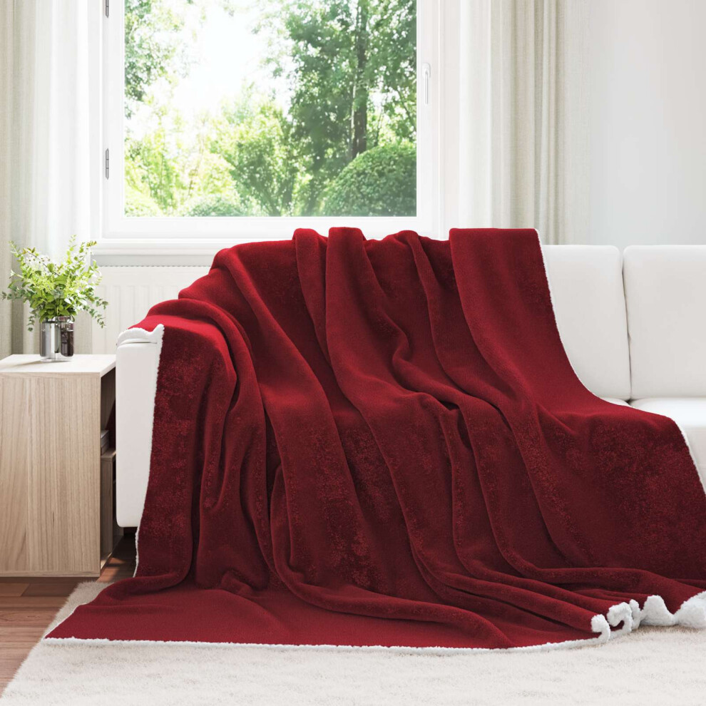 Vidaxl Throw Blanket Bordeaux Red 220 X 240 Cm Fleece