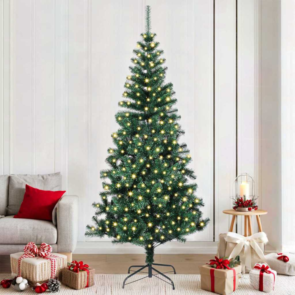 Vidaxl Artificial Pre-Lit Christmas Tree Green 210 Cm Pvc And Metal