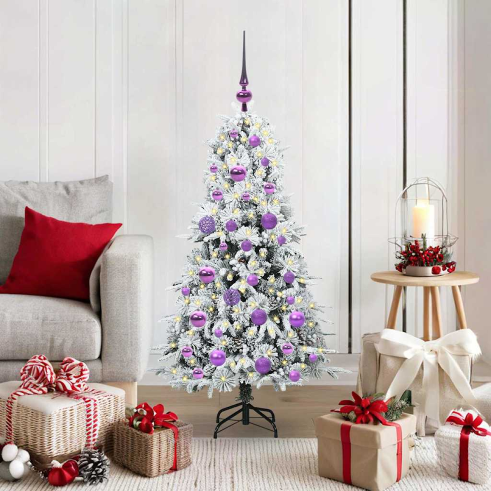 Vidaxl Artificial Hinged Christmas Tree White 120 Cm Pe And Pvc