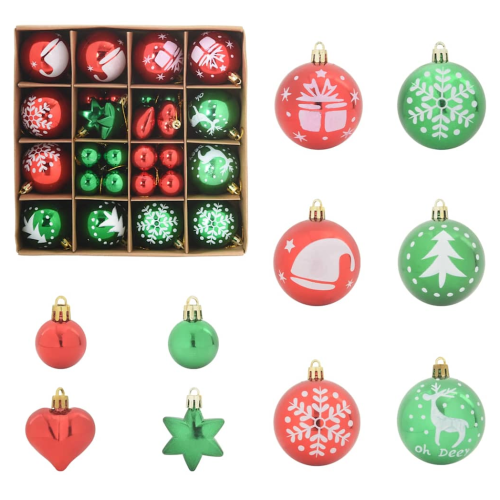 VidaXL vidaXL Christmas Bauble Set 40 pcs Red and Green Plastic 1