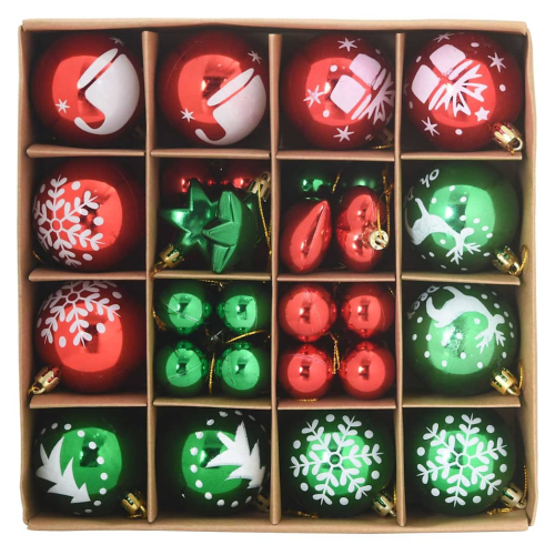 VidaXL vidaXL Christmas Bauble Set 40 pcs Red and Green Plastic 2