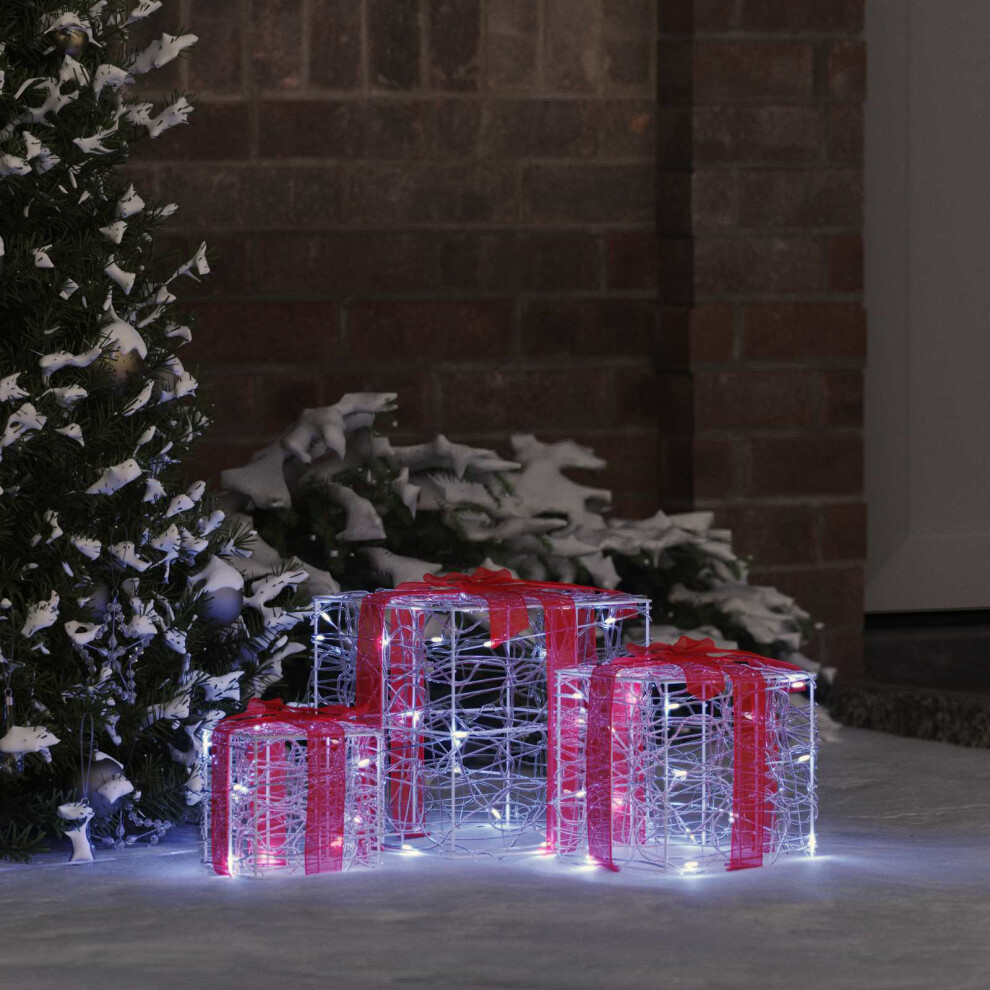 Vidaxl Gift Box With 60 Leds 3 Pcs Cold White 20 X 20 X 20 Cm Acrylic