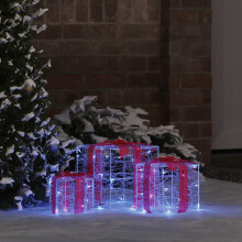 vidaXL Geschenkbox 3 stk. 60 LEDs Blau 20 x 20 x 20 cm Acryl