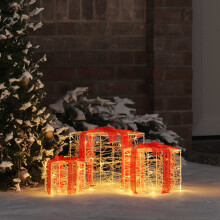 vidaXL Geschenkbox 3 stk. 60 LEDs Warmweiß 20 x 20 x 20 cm Acryl
