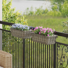 vidaXL Hanging Planter Basket 2 pcs Grey 48 x 22 x 15 cm Lacak Rattan