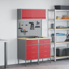 vidaXL Work Cabinet Set with Drawer with Shelf with Storage 5 pcs Red