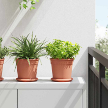 vidaXL Round Flower Pot 6 pcs Brick Red à 17 x 14 cm Plastic