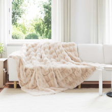 vidaXL Anti-Slip Faux Rabbit Fur Blanket Olite 4 pcs Beige Polyester