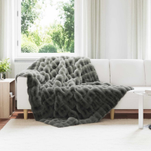 vidaXL Anti-Slip Faux Rabbit Fur Blanket Olite Dark Grey 150 x 220 cm
