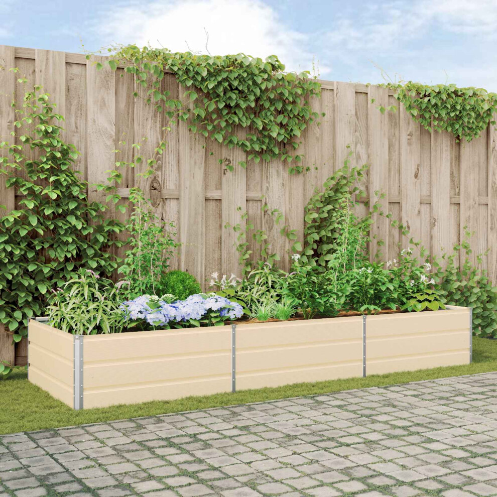 Vidaxl Planter Ivory 290 X 100 X 45 Cm Galvanised Steel