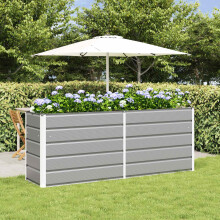 vidaXL Planter Light Grey 195 x 50 x 75 cm Galvanised Steel