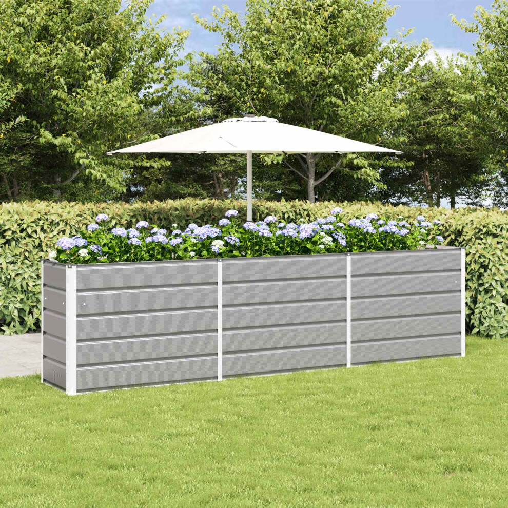 Vidaxl Planter Light Grey 290 X 50 X 75 Cm Galvanised Steel