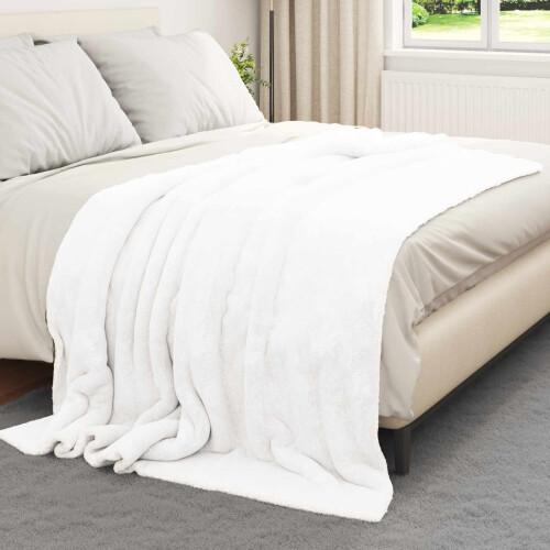 VidaXL vidaXL Throw Blanket White 150 x 200 cm Fleece 2