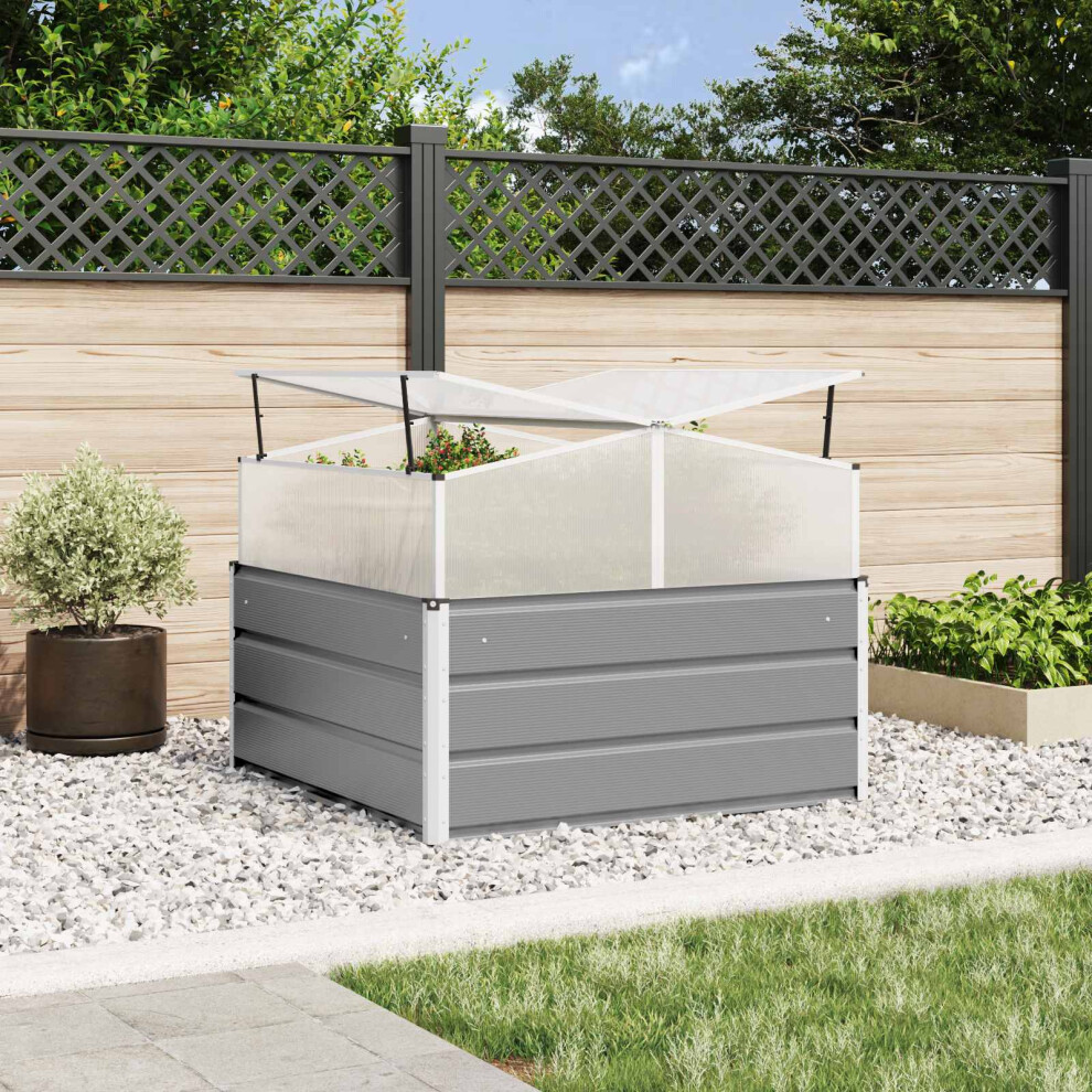 Vidaxl Planter Light Grey 100 X 100 X 77 Cm Galvanised Steel