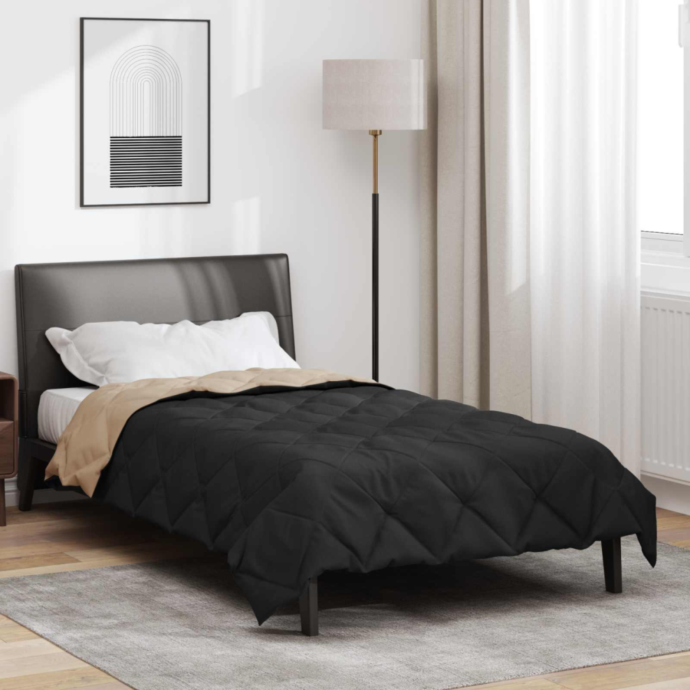 Vidaxl Full Year Duvet Black And Taupe 135 X 200 Cm Microfiber