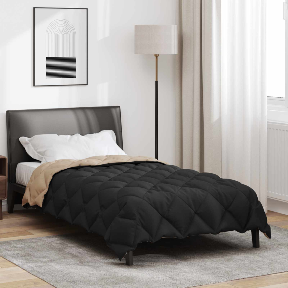 Vidaxl Winter Duvet Black And Taupe 135 X 200 Cm Microfiber