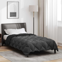 vidaXL Winter Duvet Black and Anthracite 135 x 200 cm Microfiber